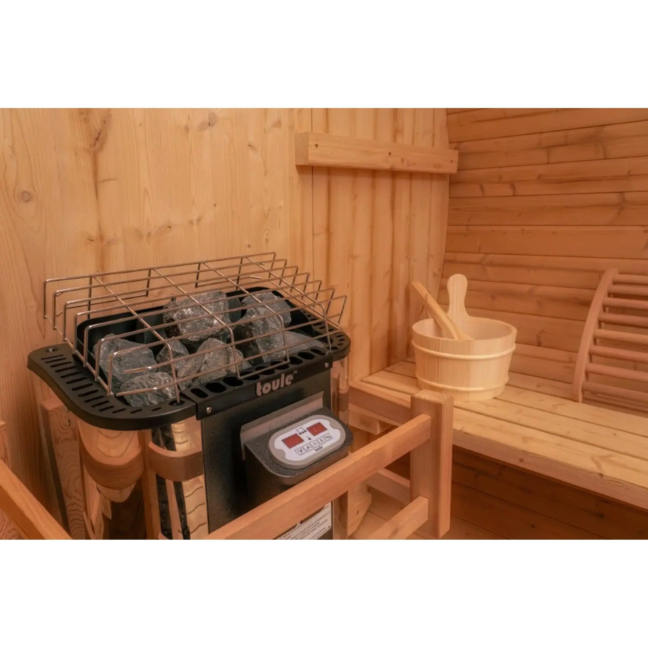 8 FT Classic Thermowood Barrel Sauna with Porch - 4-6 Person - Image 3
